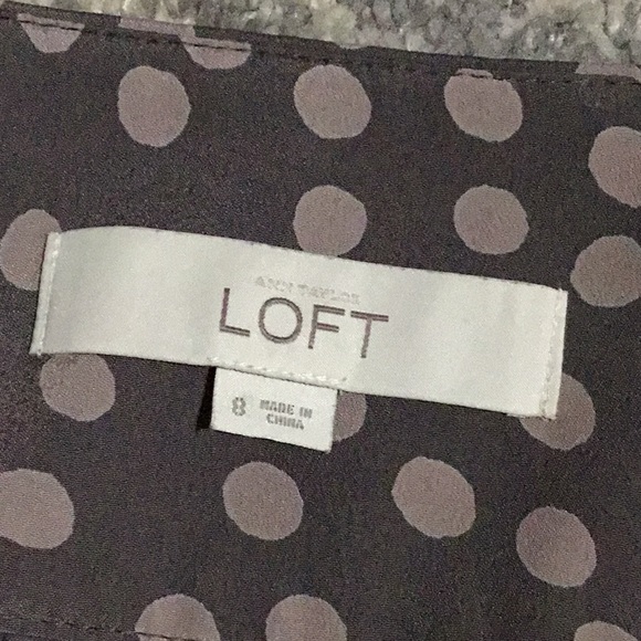 Ann Taylor Loft Brown Taupe Polka-Dot Pleated Skirt Size 8 - Picture 6 of 6